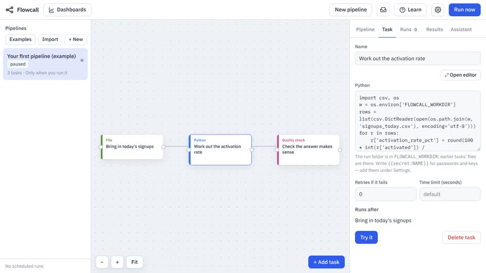 A frame from the video Your first pipeline