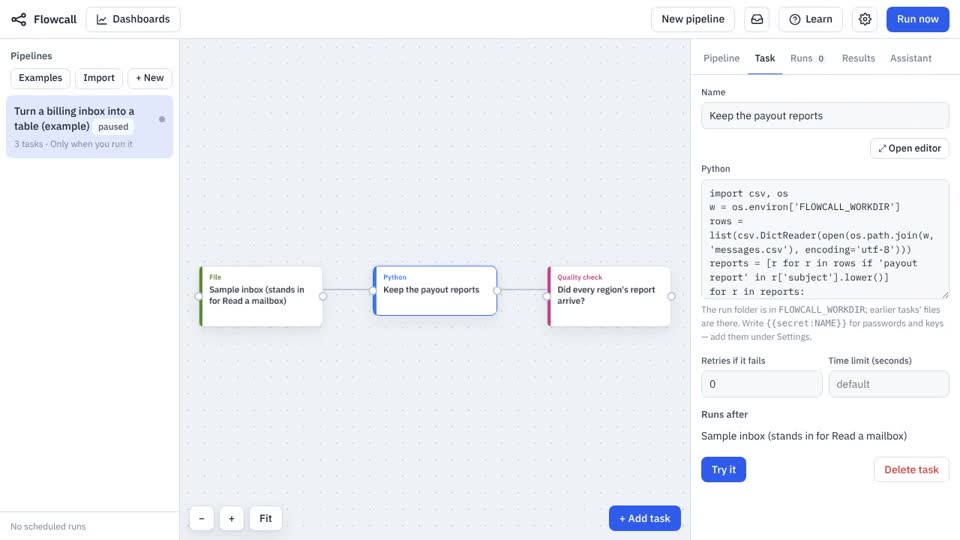 A frame from the video Turn a billing inbox into a table